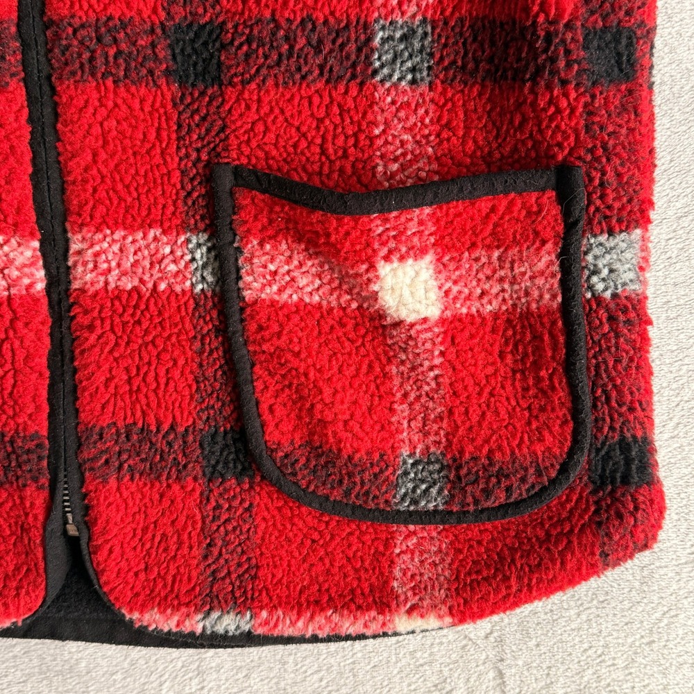 Jones New York Sport Red Plaid Fleece Quarter Zip Pullover L Vest S Set Petite - Picture 8 of 9